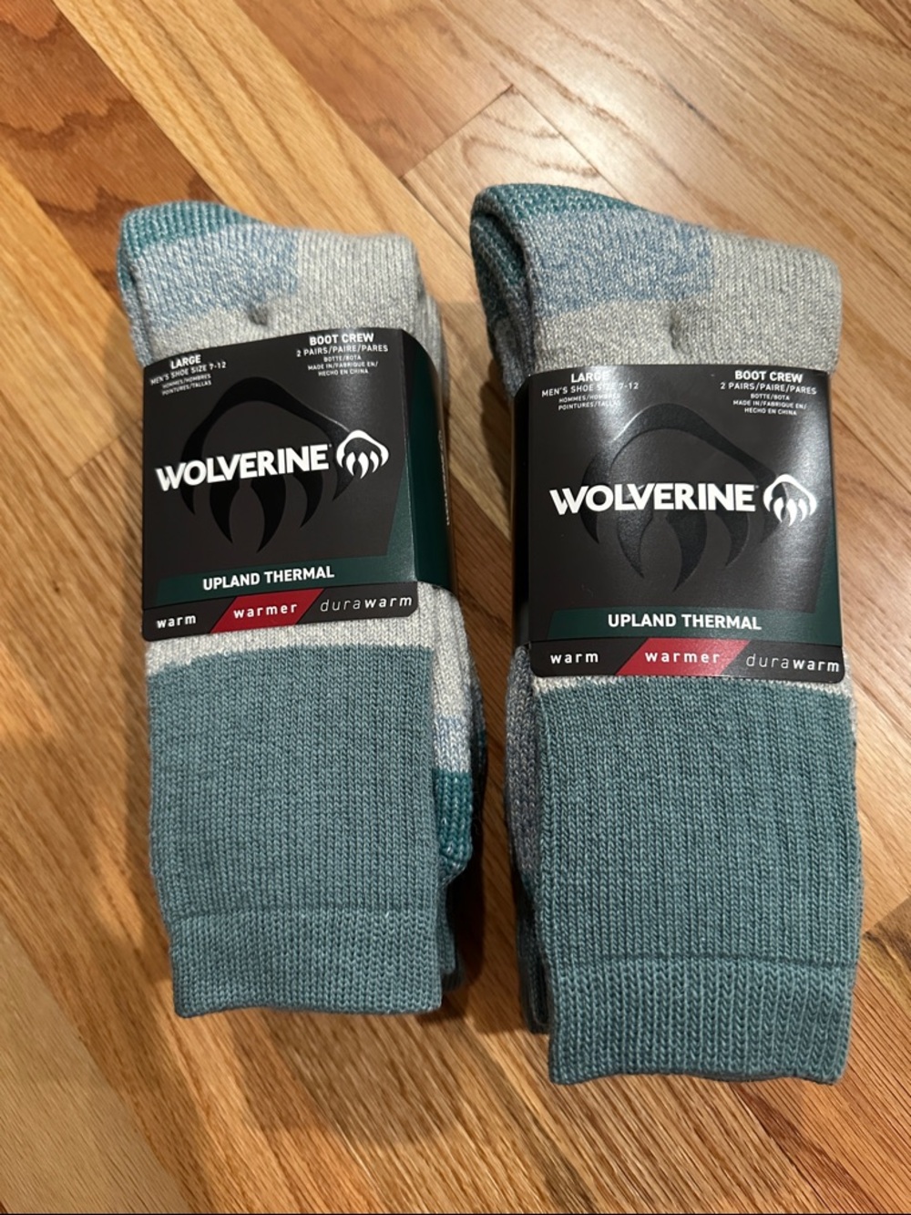 (2 packs) NEW Wolverine blue gray Upland Thermal socks size Large 7-12